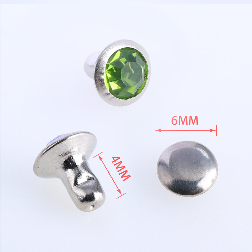 100 Sets Light Green Glass Rhinestone Rivets for Leather Craft DIY Making WholesaleRhinestone