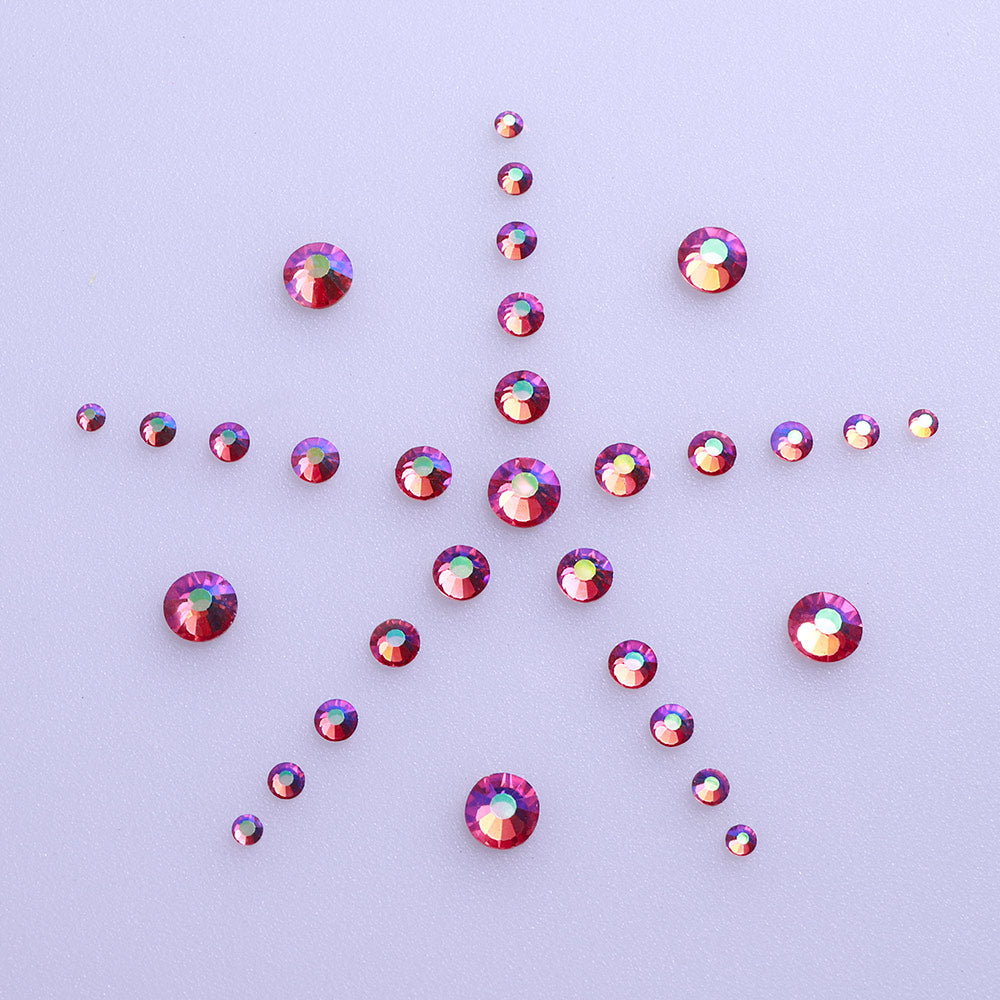 Blandede størrelser Rose Ab Glass fladback rhinestones til neglekunst sølv tilbage Sekundært billede