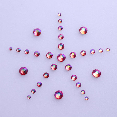 Mixed Sizes Rose AB Glass FlatBack Rhinestones For Nail Art Silver Back WholesaleRhinestone