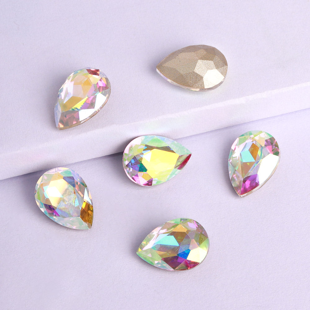 Crystal AB Pear Shape High Quality Glass Pointed Back Fancy Rhinestones WholesaleRhinestone