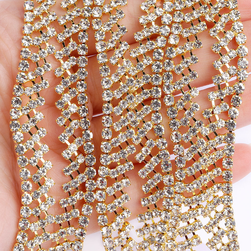 Sew-on Crystal Glass Round Rhinestone Trim Chain Applique RA886 WholesaleRhinestone