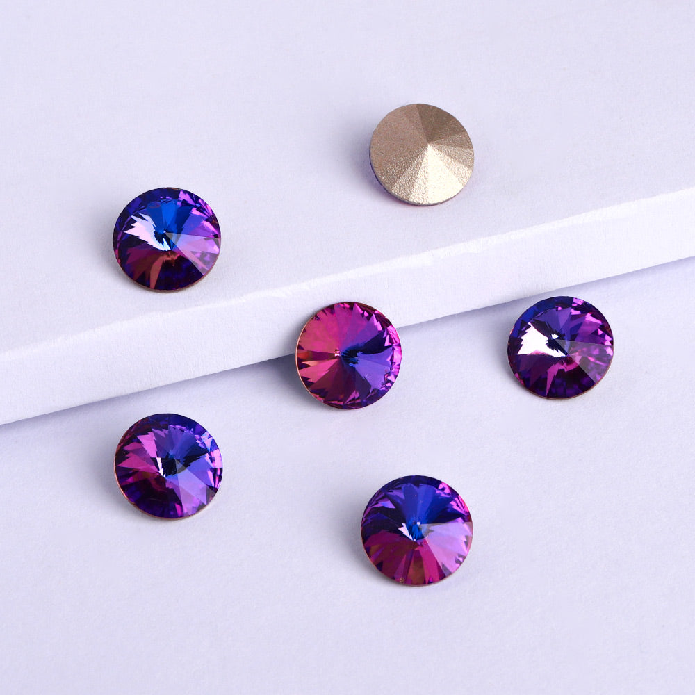 Violet Blue Rivoli Shape High Quality Glass Pointed Back Fancy Rhinestones WholesaleRhinestone