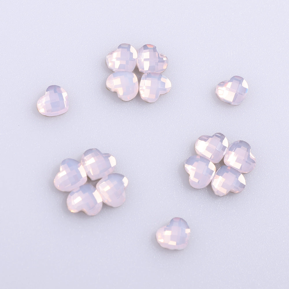 Hjerteform lyserød opal glas flad ryg fancy rhinestones Sekundært billede