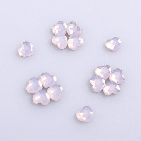 Heart Shape Pink Opal Glass Flat Back Fancy Rhinestones WholesaleRhinestone