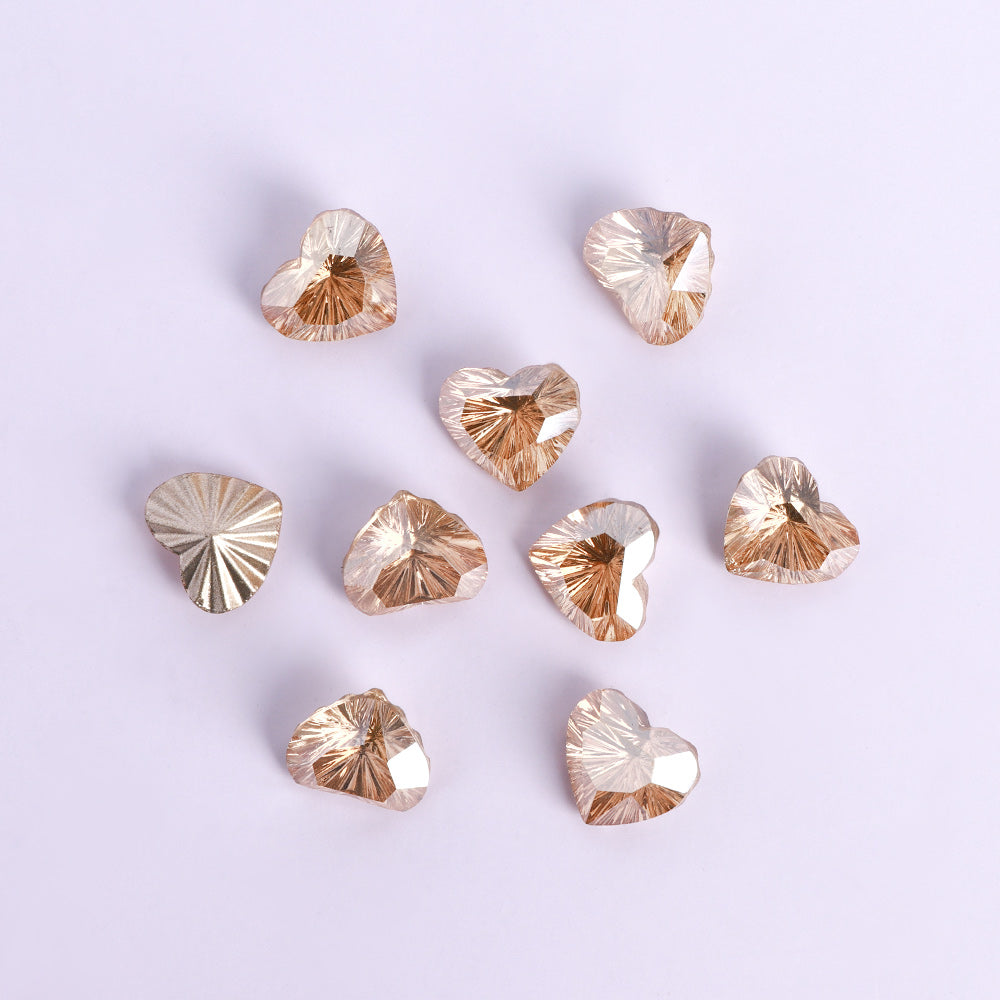 Millennium Series Heart Shape Golden Shadow Glass Pointed Back Fancy Rhinestones WholesaleRhinestone