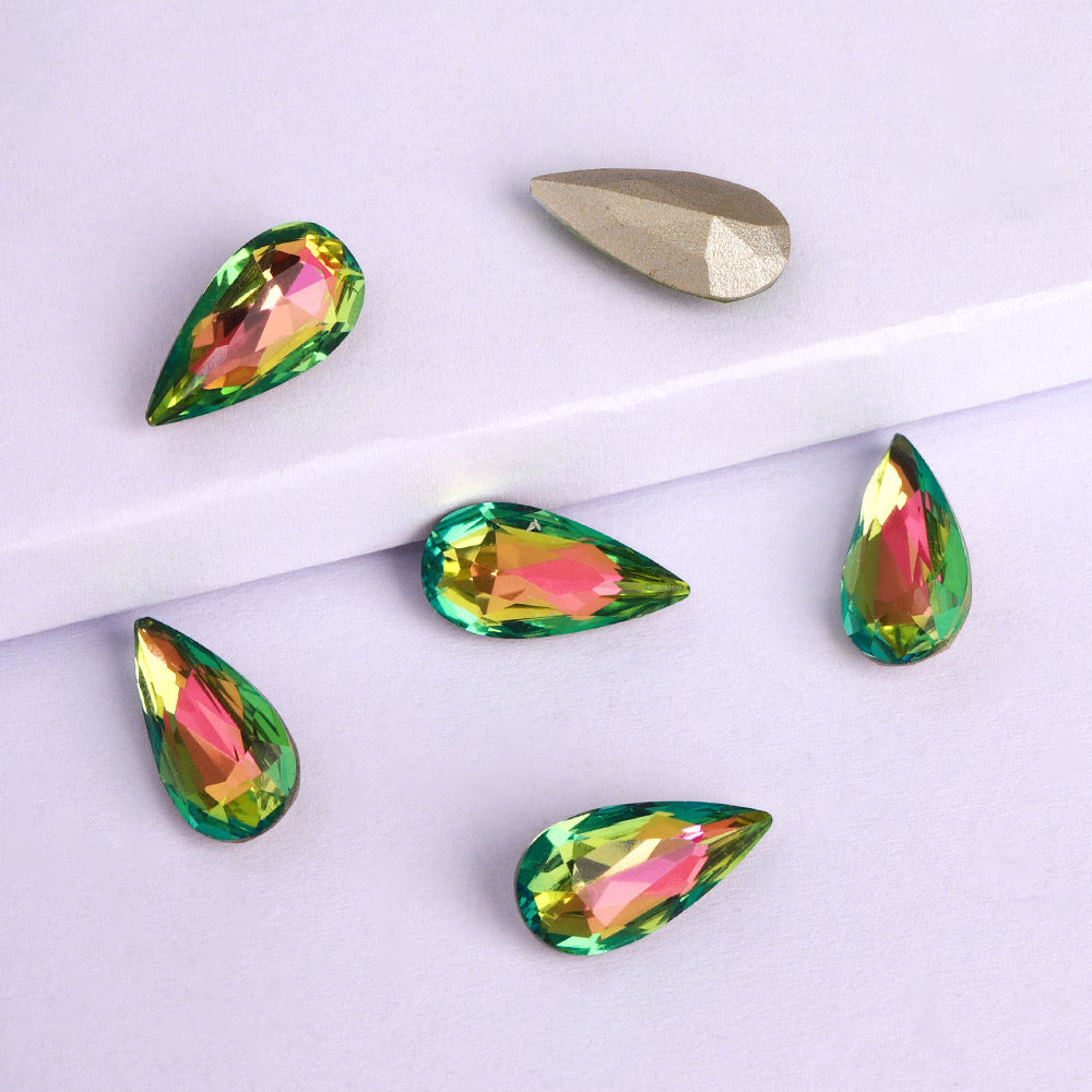 Vitrail Rose Teardrop Shape High Quality Glass Pointed Back Fancy Rhinestones WholesaleRhinestone