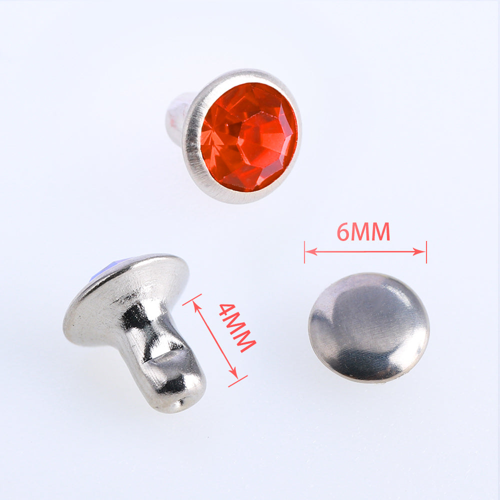 100 Sets Orange Glass Rhinestone Rivets for Leather Craft DIY Making WholesaleRhinestone