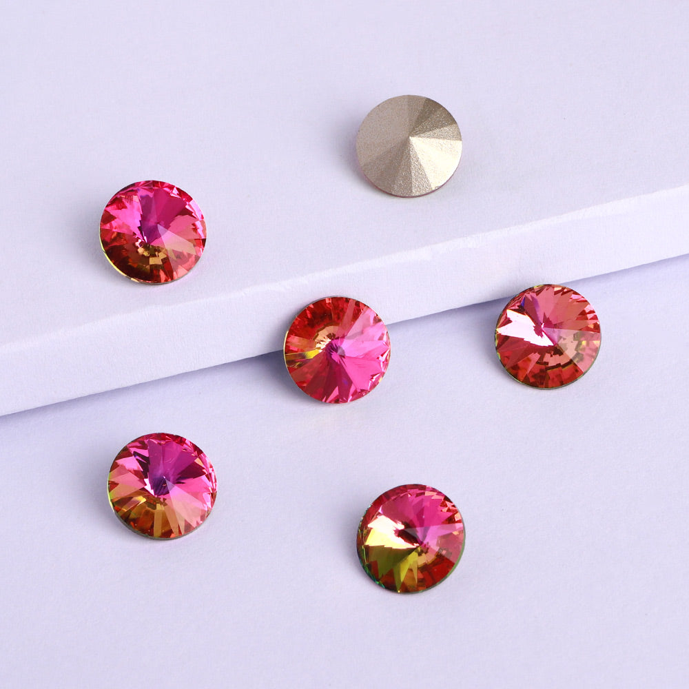 Vitrail Rose Rivoli Shape High Quality Glass Pointed Back Fancy Rhinestones WholesaleRhinestone