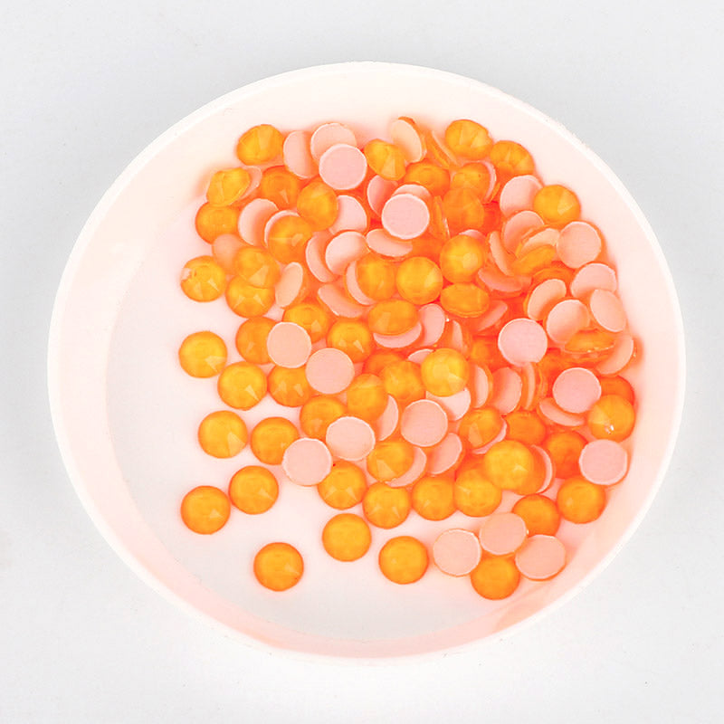 Orange Yellow Neon Glass Flat Back Glue-On Rhinestones 16 Cut Facets WholesaleRhinestone