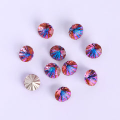 Millennium Series Round Shape Purple Volcano Glass Pointed Back Fancy Rhinestones WholesaleRhinestone