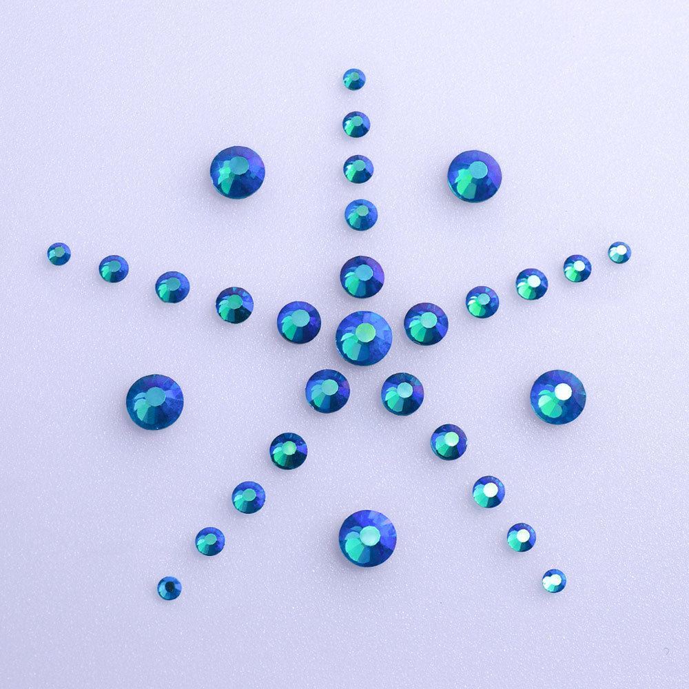 Gemengde maten indicoliet ab flatback steentjes voor nail art zilver terug Secundaire afbeelding