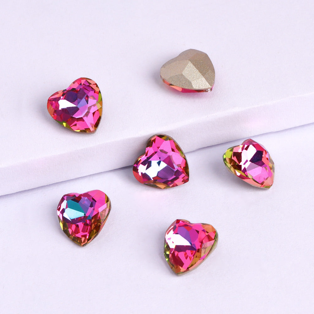 Heliotrope Heart Shape High Quality Glass Pointed Back Fancy Rhinestones WholesaleRhinestone