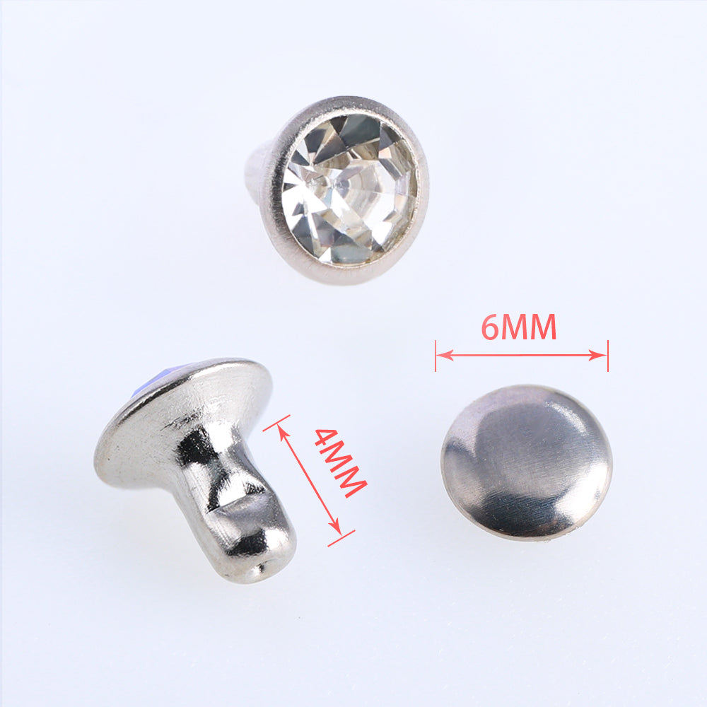 100 Sets Crystal Glass Rhinestone Rivets for Leather Craft DIY Making WholesaleRhinestone