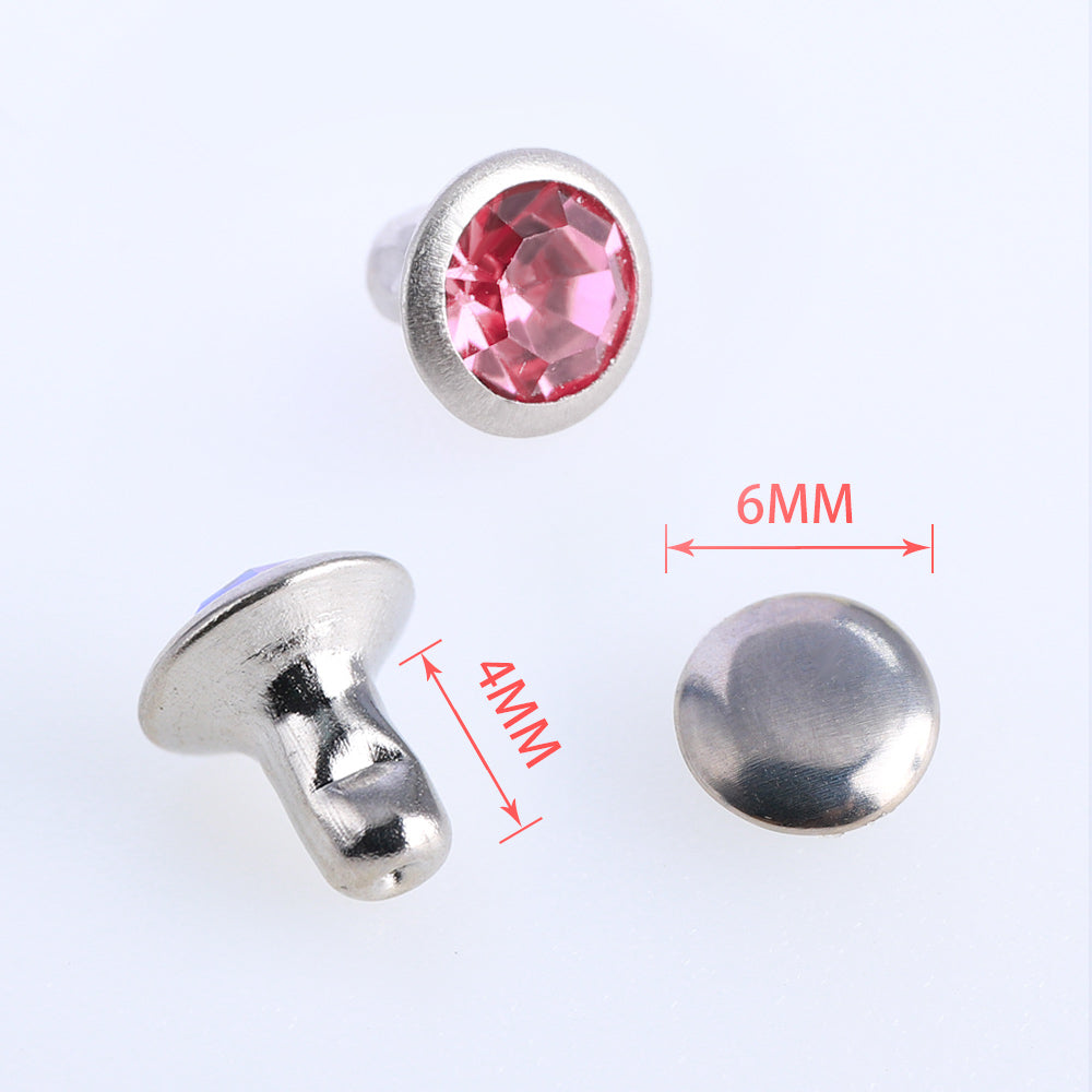 100 Sets Rose Glass Rhinestone Rivets for Leather Craft DIY Making WholesaleRhinestone