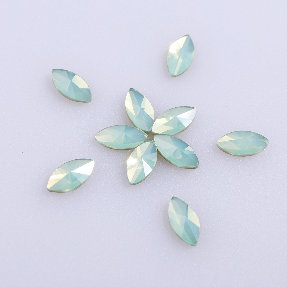 Navette Shape Green Opal Flat Back Fancy Rhinestones WholesaleRhinestone