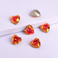 Astral Pink Heart Shape High Quality Glass Pointed Back Fancy Rhinestones WholesaleRhinestone