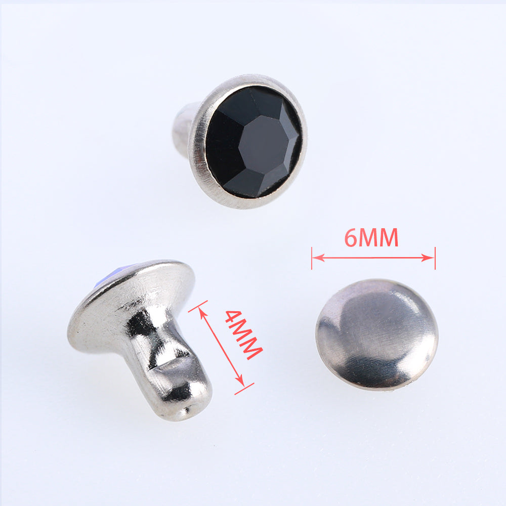 100 Sets Black Glass Rhinestone Rivets for Leather Craft DIY Making WholesaleRhinestone