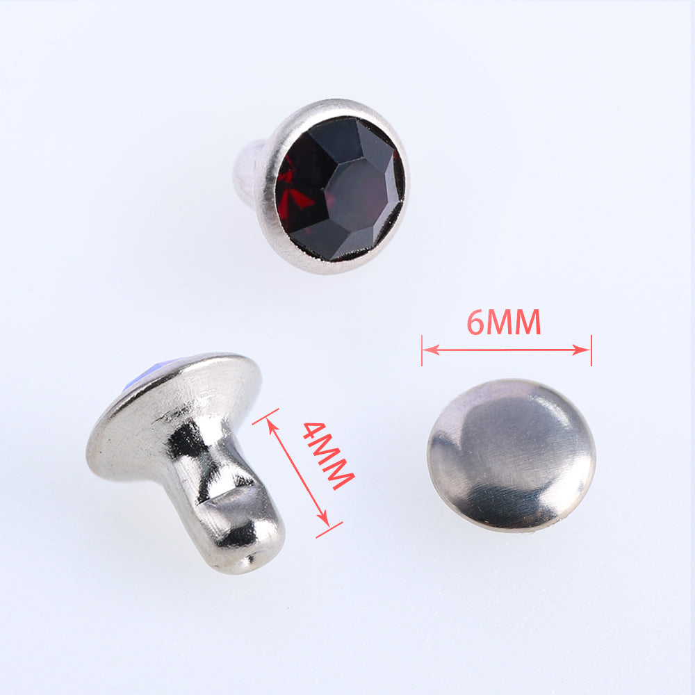 100 Sets Amethyst Glass Rhinestone Rivets for Leather Craft DIY Making WholesaleRhinestone
