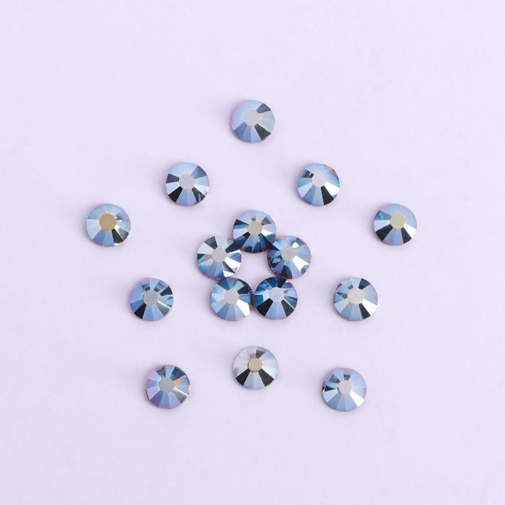 Metallic Light Blue Glass FlatBack Rhinestones Silver Back WholesaleRhinestone