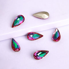 Heliotrope Teardrop Shape High Quality Glass Pointed Back Fancy Rhinestones WholesaleRhinestone