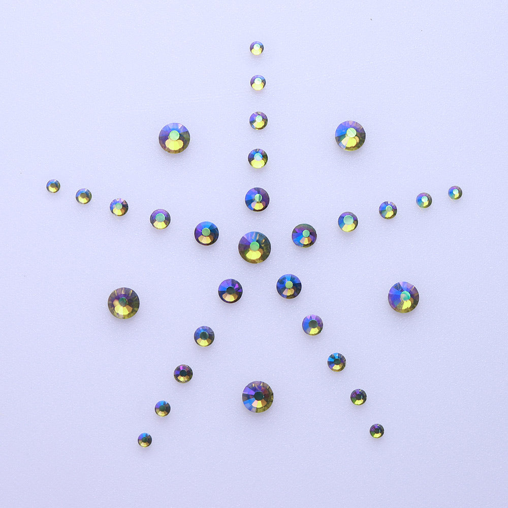 Tamaños mixtos Olive Green AB Flatback Rhinestones para Nail Art Silver Back Imagen secundaria del producto