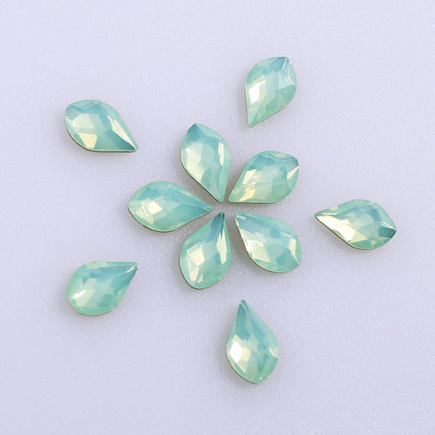 Maple leaves Shape Green Opal Flat Back Fancy Rhinestones WholesaleRhinestone