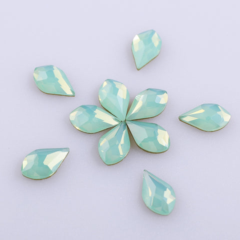 Maple leaves Shape Green Opal Flat Back Fancy Rhinestones WholesaleRhinestone