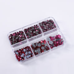 Mixed Sizes 6 Grid Box Rose Glass HotFix Rhinestones For Clothing DIY WholesaleRhinestone