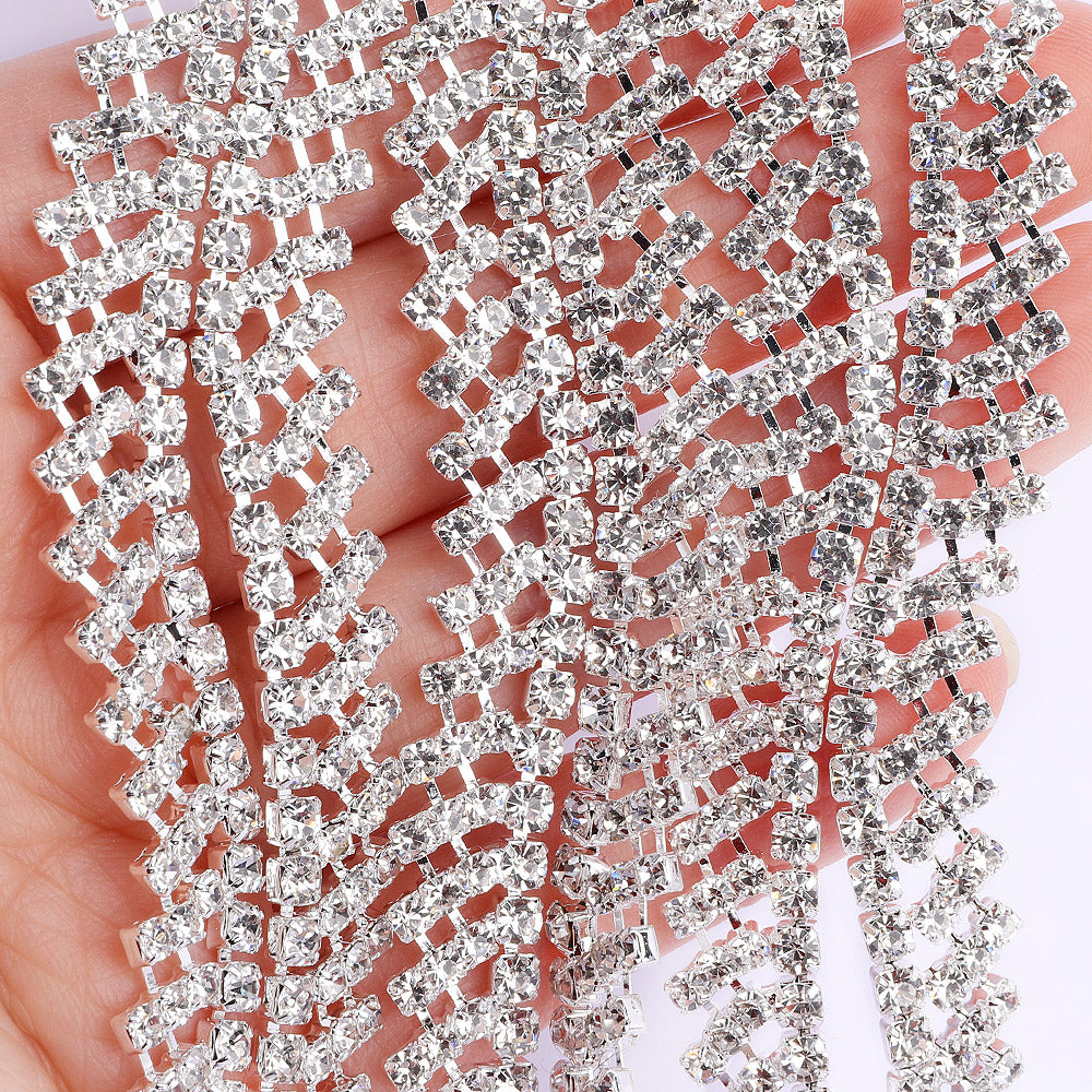 Sew-on Crystal Glass Round Rhinestone Trim Chain Applique RA886 WholesaleRhinestone