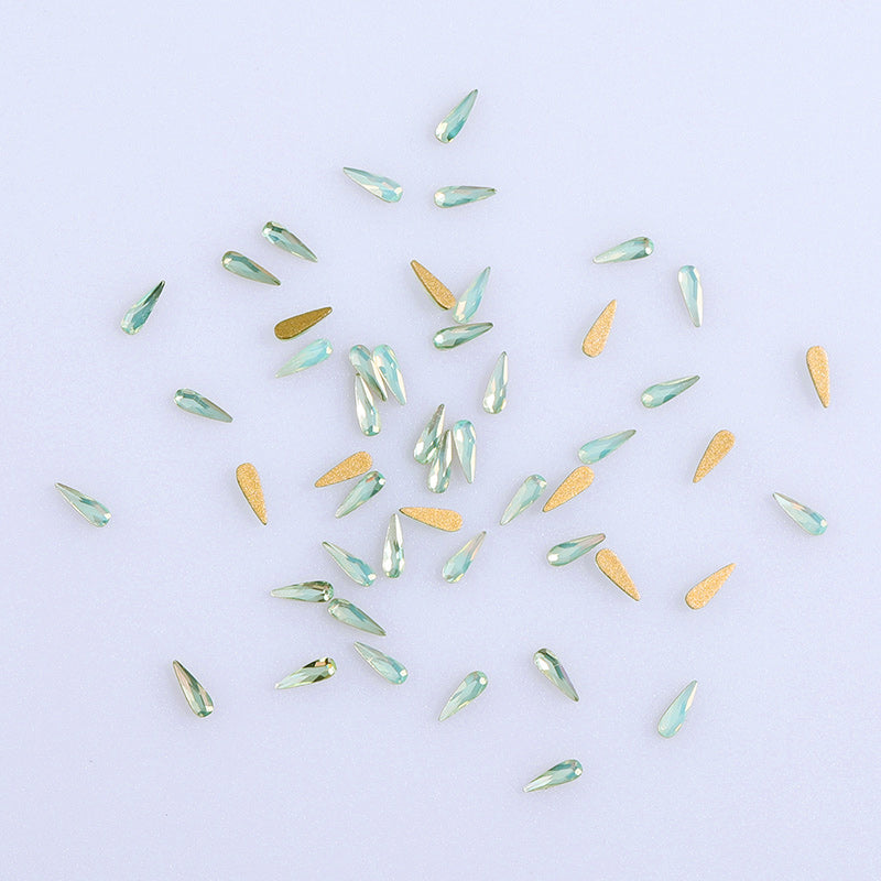Raindrop Shape Green Opal Flat Back Fancy Rhinestones WholesaleRhinestone