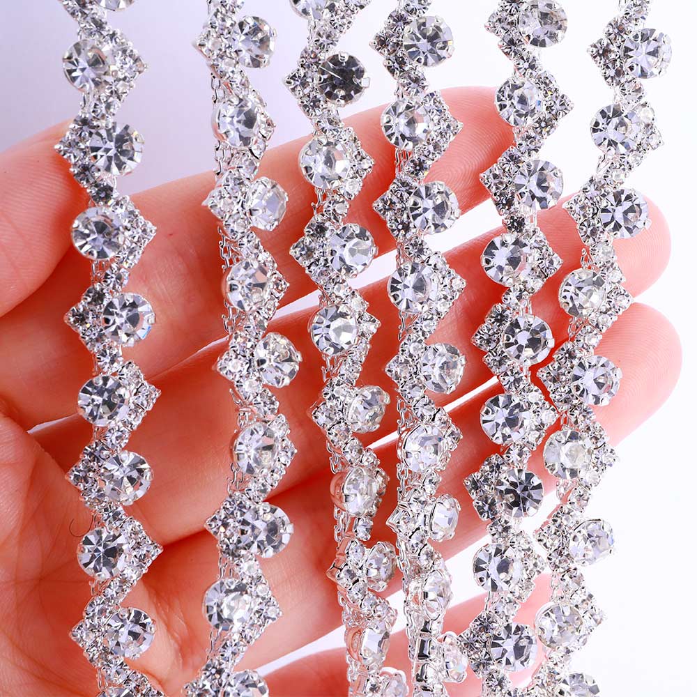 Sew-on Crystal Glass Rhinestone Trim Chain Applique RA841 Secondary image
