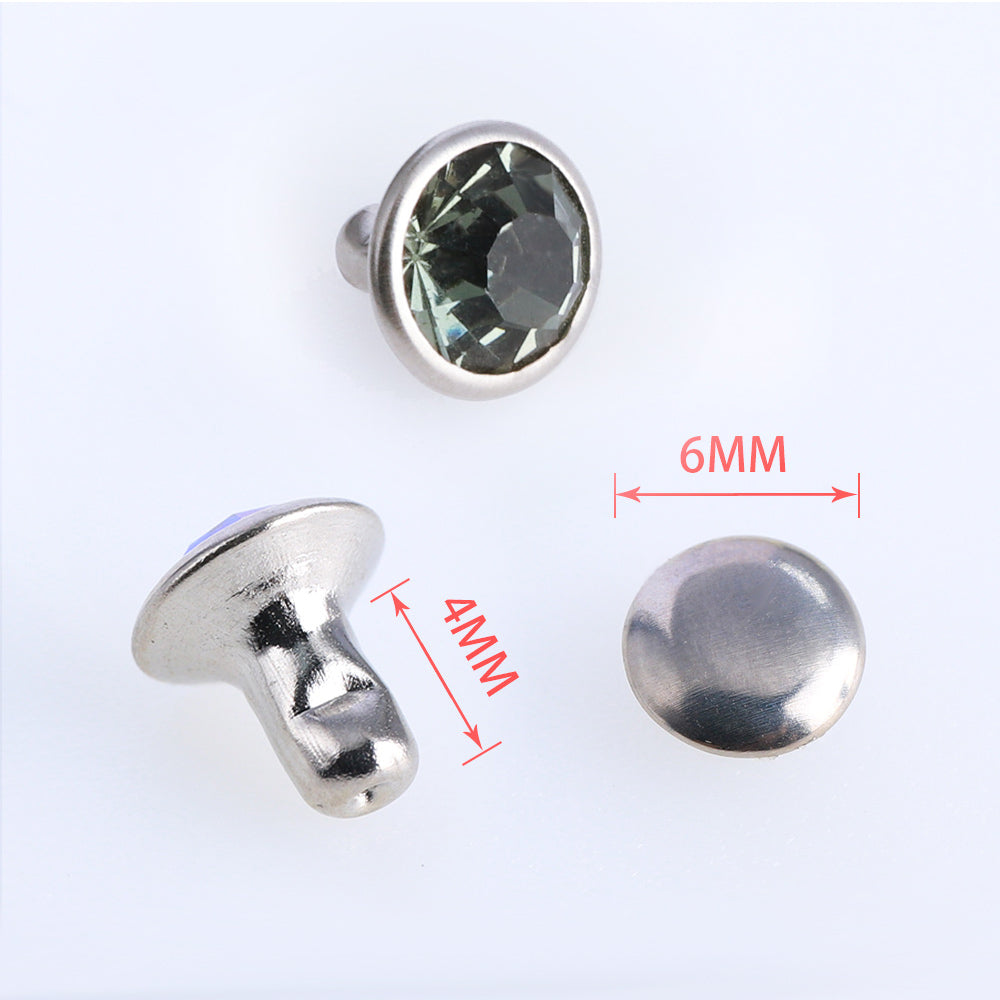 100 Sets Black Diamond Glass Rhinestone Rivets for Leather Craft DIY Making WholesaleRhinestone