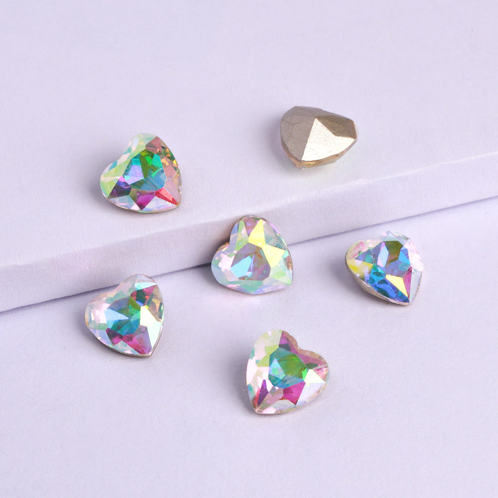 Crystal AB Heart Shape High Quality Glass Pointed Back Fancy Rhinestones WholesaleRhinestone