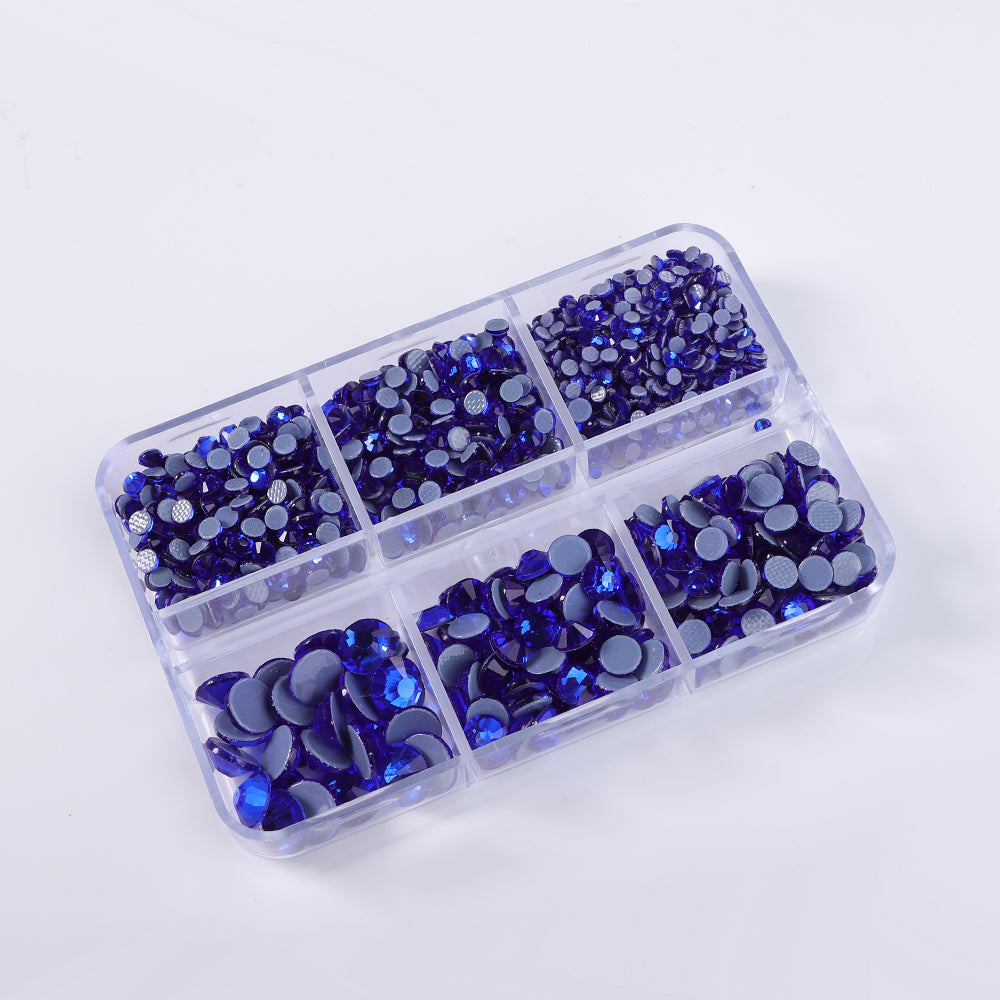 Mixed Sizes 6 Grid Box Sapphire Glass HotFix Rhinestones For Clothing DIY Secondary image