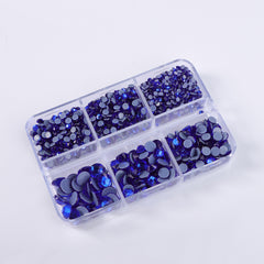 Mixed Sizes 6 Grid Box Sapphire Glass HotFix Rhinestones For Clothing DIY