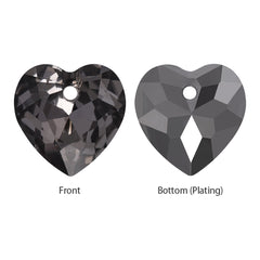 Silver Night Heart Cut High Quality Glass Rhinestone Pendant WholesaleRhinestone