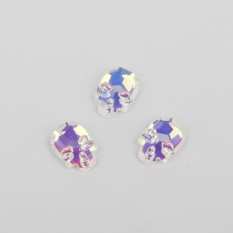 Skull Shape Mocha White Flat Back Fancy Rhinestones WholesaleRhinestone