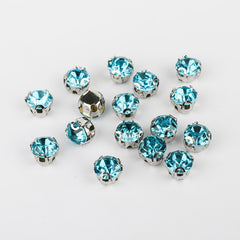 Aquamarine Sewing 3D Claw Rhinestones Silver Base WholesaleRhinestone