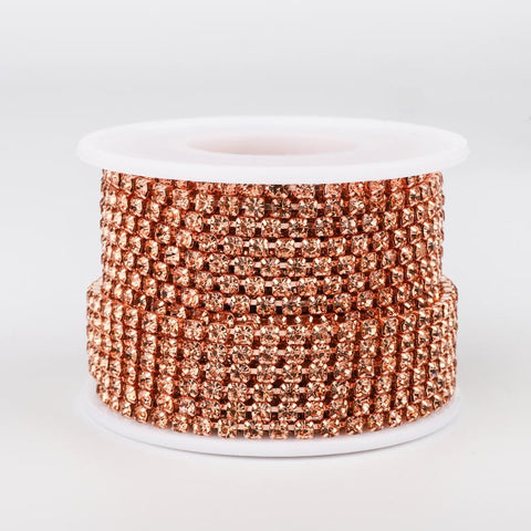 Champagne Glass Rhinestones Close Cup Chain - 1 Row Champagne Base WholesaleRhinestone