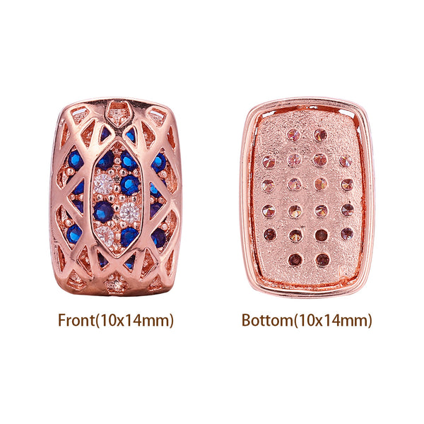 Cushion Rectangle Shape Rose Gold Plated High-Quality Sew-on Alloy Charms Inlaid Cubic Zirconia WholesaleRhinestone