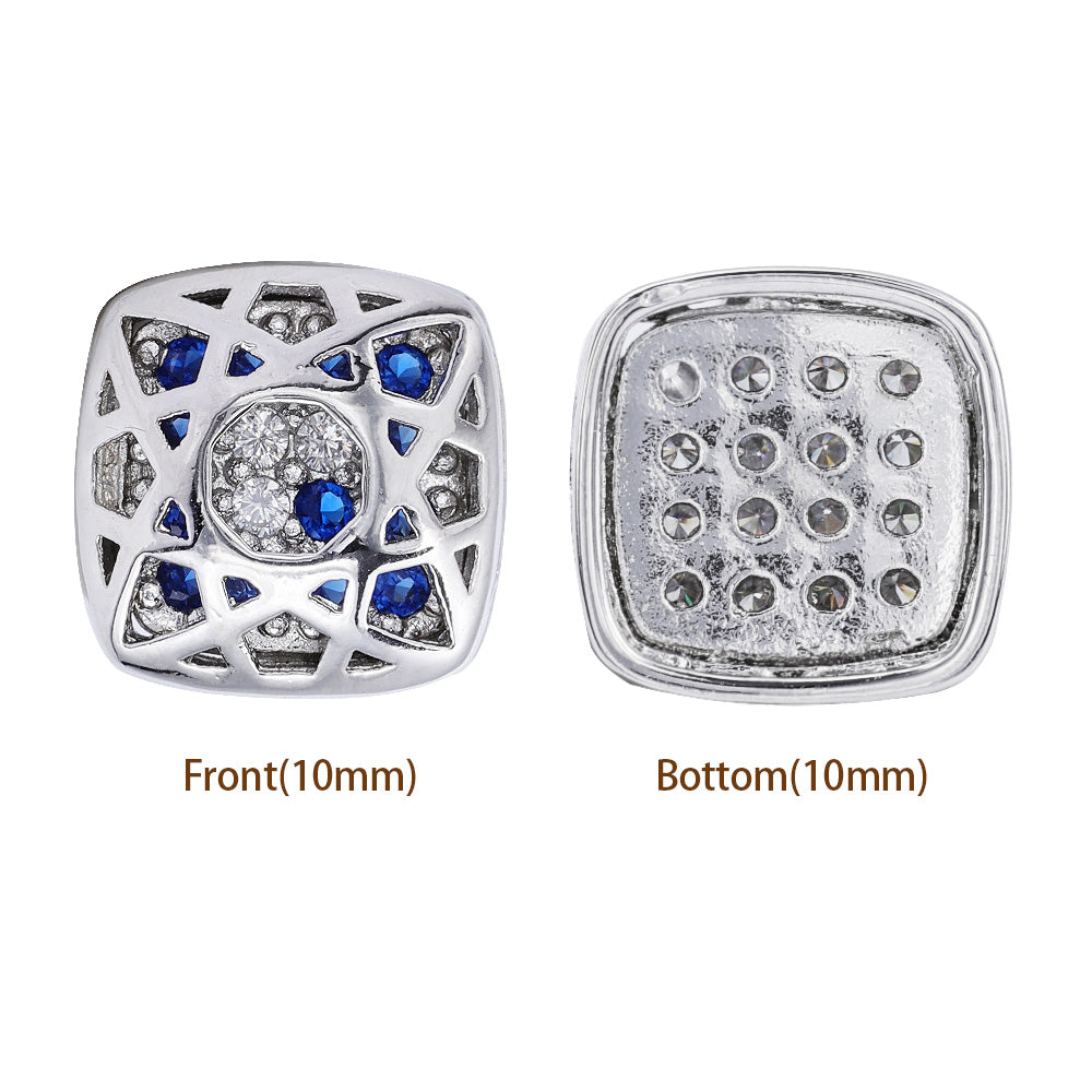 Cushion Square Shape Imitation Rhodium Plated High-Quality Sew-on Alloy Charms Inlaid Cubic Zirconia