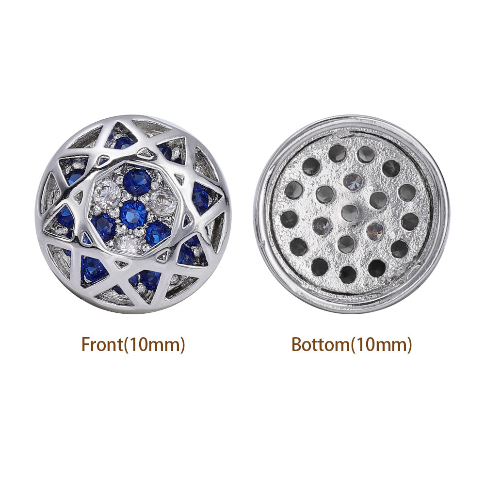 Round Shape Imitation Rhodium Plated High-Quality Sew-on Alloy Charms Inlaid Cubic Zirconia WholesaleRhinestone