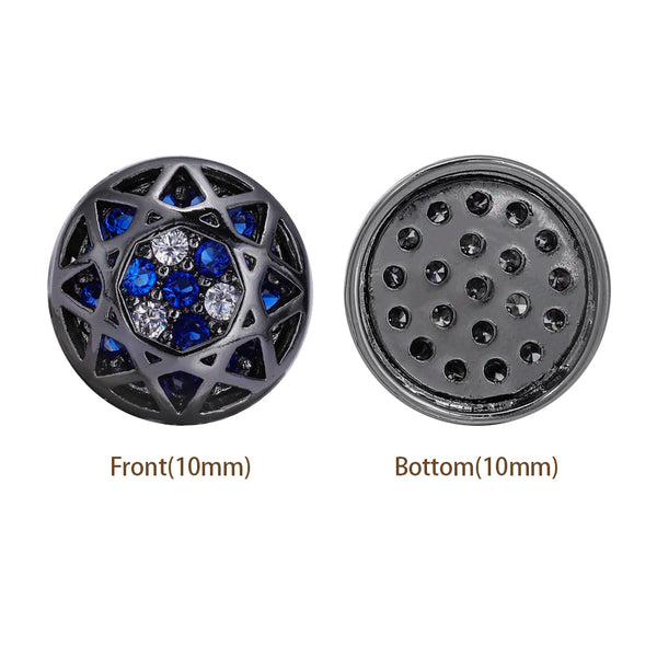 Round Shape Hematite Plated High-Quality Sew-on Alloy Charms Inlaid Cubic Zirconia WholesaleRhinestone