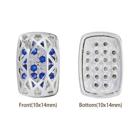 Cushion Rectangle Shape Silver Plated High-Quality Sew-on Alloy Charms Inlaid Cubic Zirconia