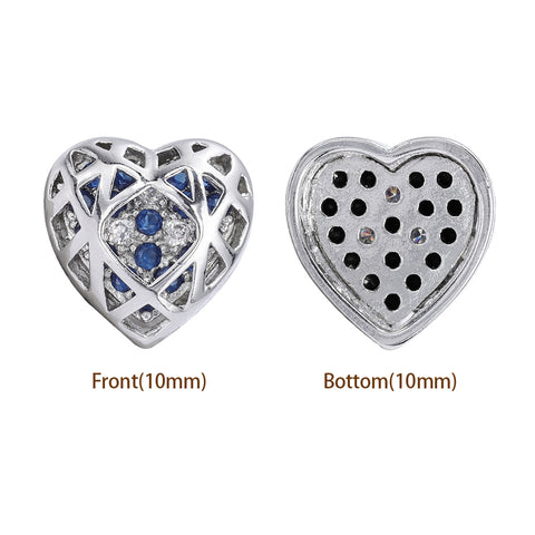 Heart Shape Imitation Rhodium Plated High-Quality Sew-on Alloy Charms Inlaid Cubic Zirconia