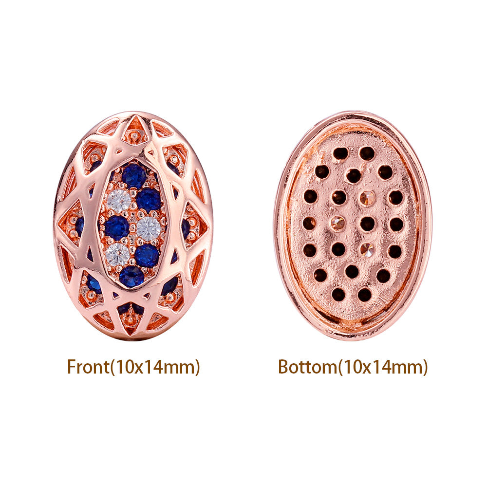 Oval Shape Rose Gold Plated High-Quality Sew-on Alloy Charms Inlaid Cubic Zirconia WholesaleRhinestone
