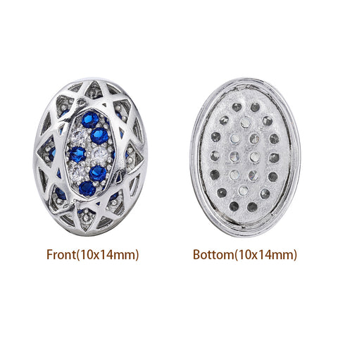 Oval Shape Imitation Rhodium Plated High-Quality Sew-on Alloy Charms Inlaid Cubic Zirconia