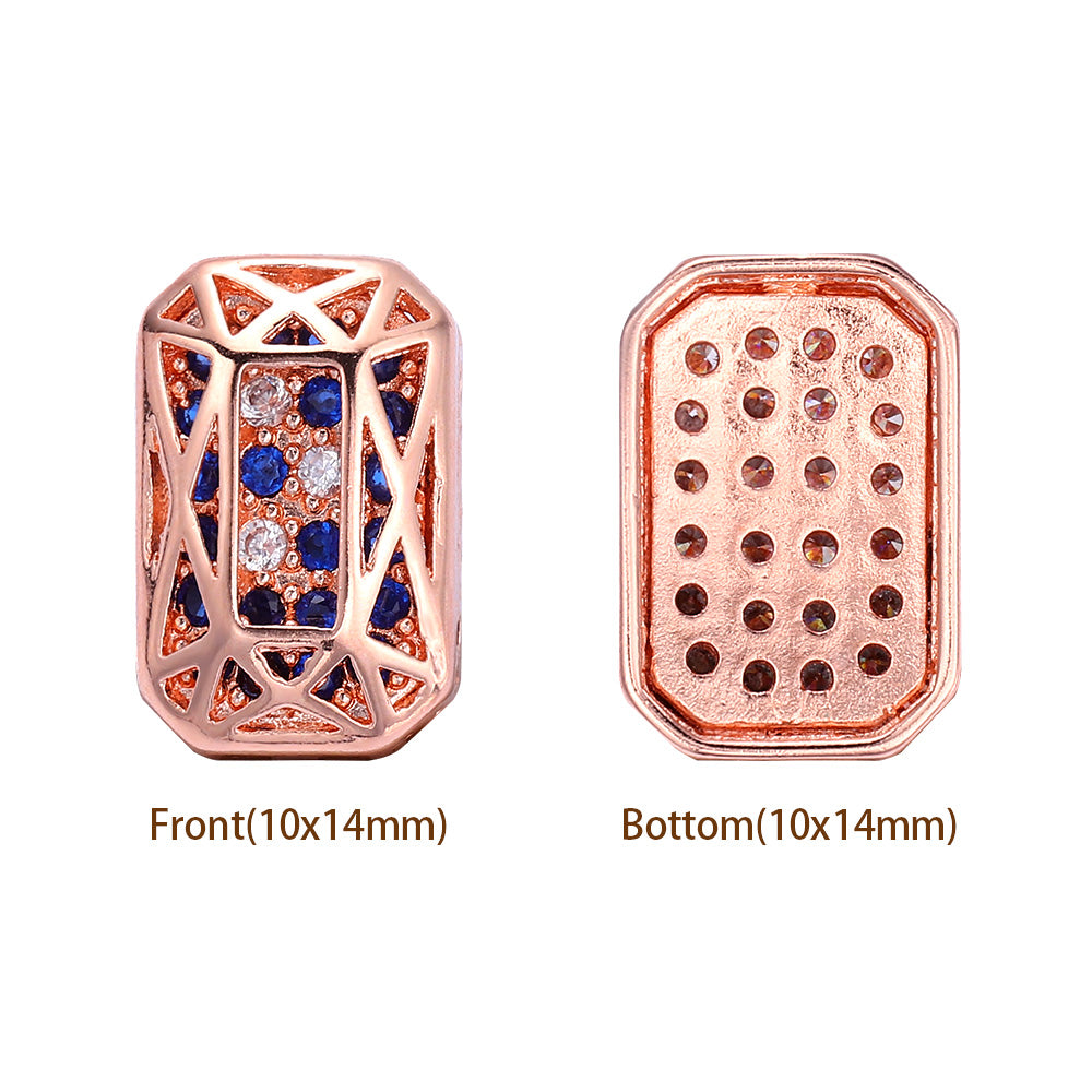Octagon Shape Rose Gold Plated High-Quality Sew-on Alloy Charms Inlaid Cubic Zirconia WholesaleRhinestone