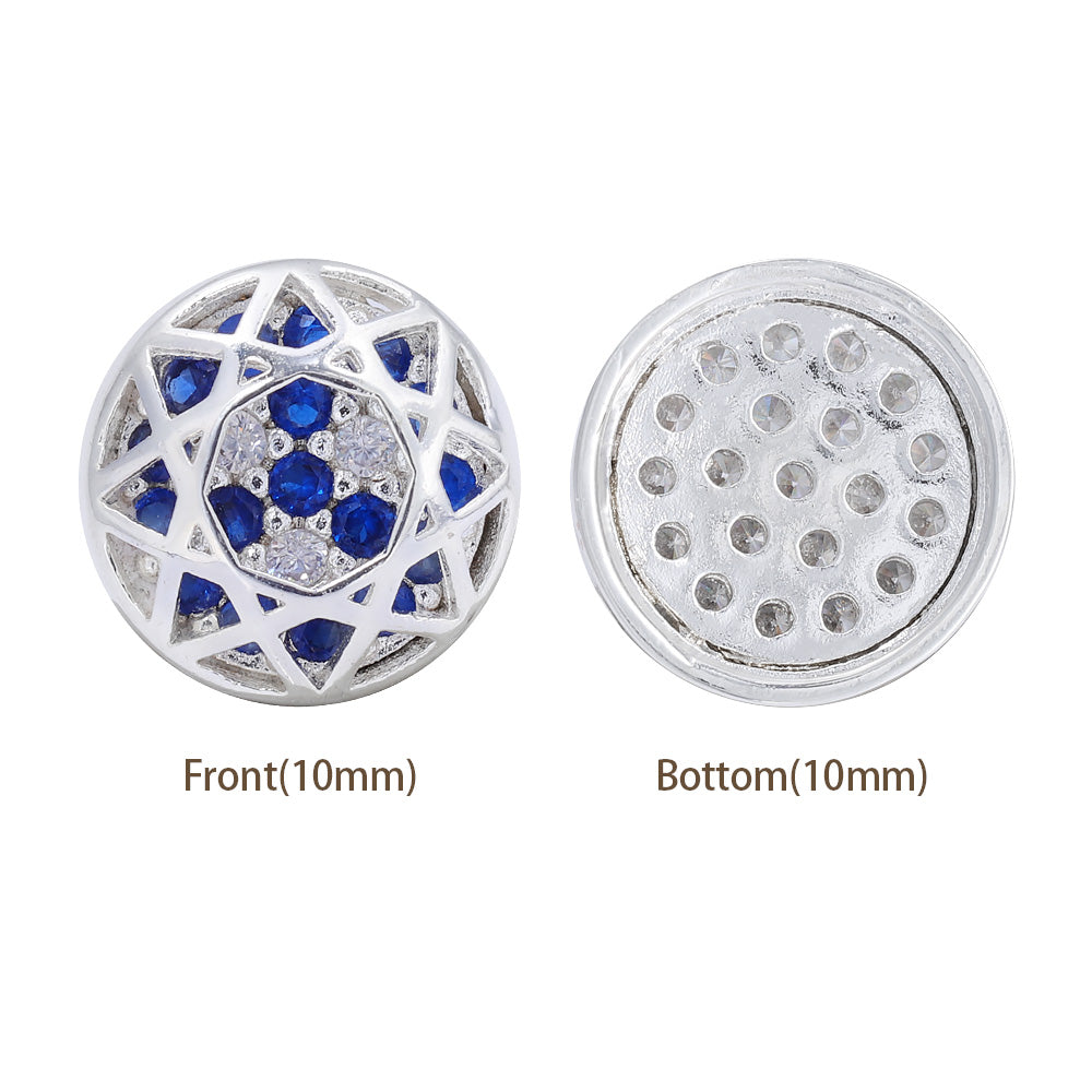 Round Shape Silver Plated High-Quality Sew-on Alloy Charms Inlaid Cubic Zirconia WholesaleRhinestone