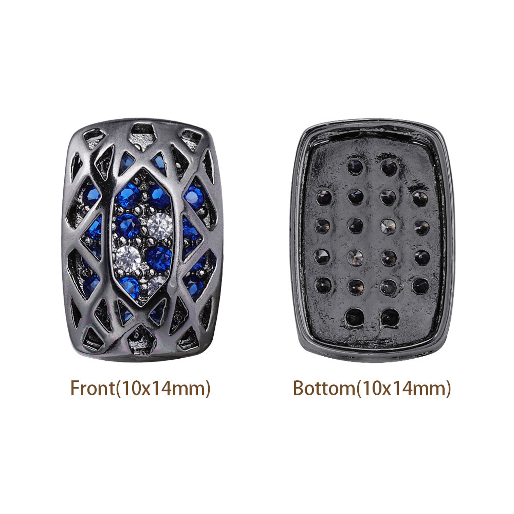 Cushion Rectangle Shape Hematite Plated High-Quality Sew-on Alloy Charms Inlaid Cubic Zirconia WholesaleRhinestone